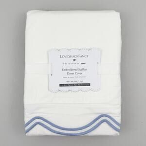 LoveShackFancy X Pottery Barn Teen Duvet Cover Twin/Twin XL Embroidered Scallop